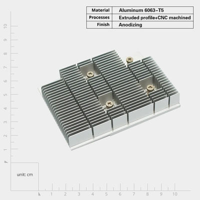 Yumuşak Anodize Alüminyum Ekstrüzyon Sıcaklık Lavaboları, vida montajlı korozyon direnci ile özelleştirilmiştir
